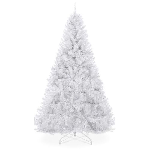 7.5' Premium White Artificial Pine Christmas Tree w/ Tips, Foldable Metal Base - Lot 734