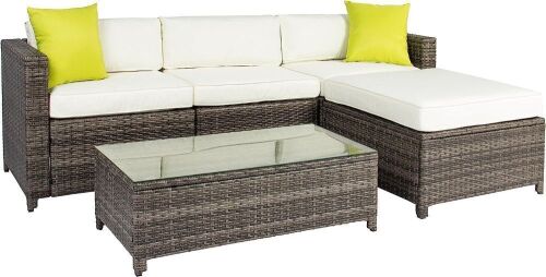 5-Piece Modular Wicker Sectional Conversation Set w/ 2 Pillows, Coffee Table - Lot 38