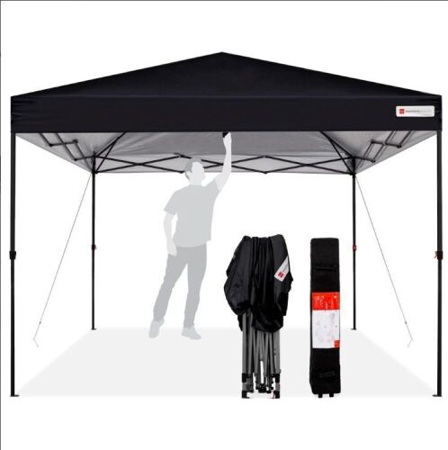 One-Person Setup Instant Pop Up Canopy w/ Case, 4 Weight Bags - 10x10ft - Lot 726