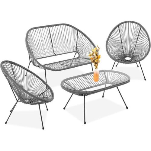 4-Piece All-Weather Acapulco Conversation Set w/ Table, Loveseat - Broken Rope Piece - Lot 70