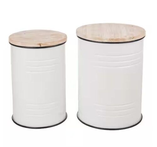 Glitzhome Farmhouse Enamel Metal Container, Set of 2 - Lot 270