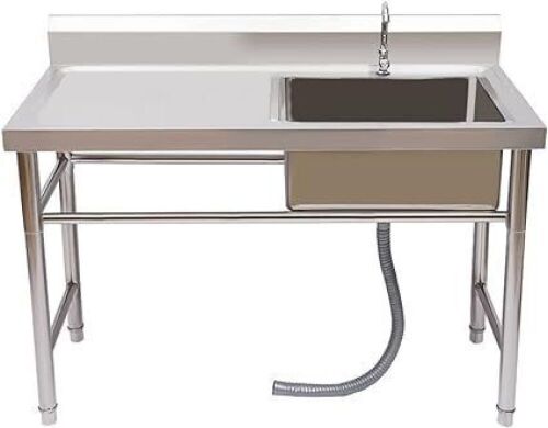 Stainless Steel Free Standing Utility Sink w/Workbench 47" x 24" x 35" - Lot 42