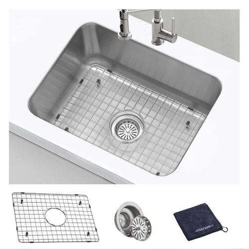 JASSFERRY Undermount Kitchen Sink Single Bowl 23 Inch, 16-gauge Stainless Steel - Lot 292