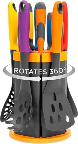 Kitchen Knife & Utensil Set with Rotating Stand  - Lot 448