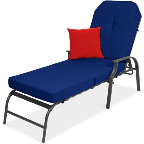 Outdoor Chaise Lounge Recliner Chair Furniture w/ 2 Cushions - Lot 570