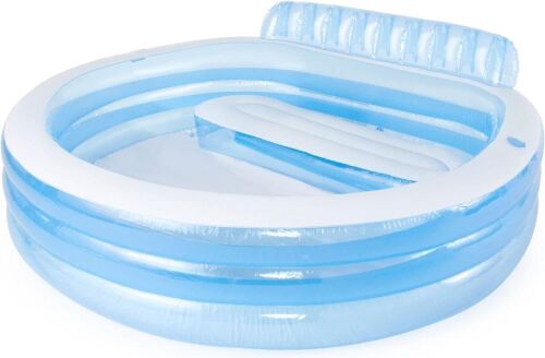 INTEX Swim Center Inflatable Family Lounge Pool w/ Built-in Bench, Cup Holder, 156 Gallon Capacity, 90" x 86" x 31" - Lot 396