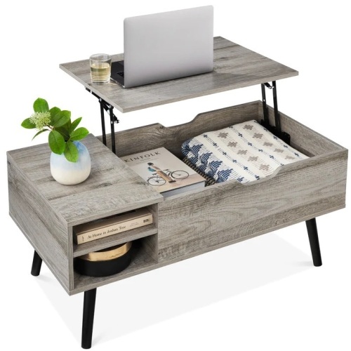 Wooden Mid-Century Modern Lift Top Coffee Table w/ Removable Shelf - Lot 4950