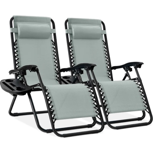 Set of 2 Adjustable Zero Gravity Patio Chair Recliners w/ Cup Holders - Lot 4999