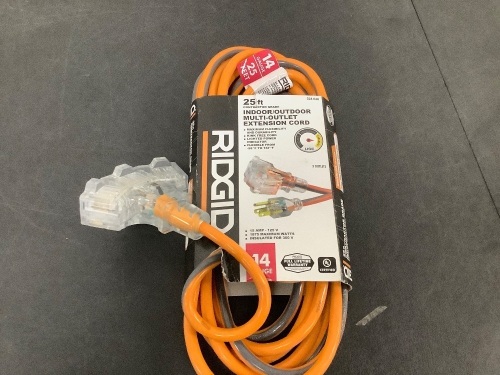 Rigid 25FT 14 Gauge Extension Multi-outlet Cord - Lot 5258