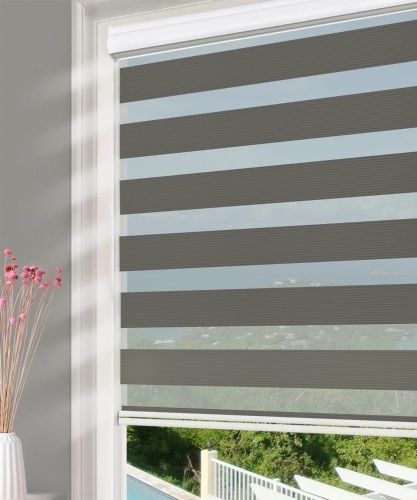 Homebox Shades for Indoor Windows, Zebra Roller Window Blinds Light Filtering Sheer Light Control 58 Inch Wide Blinds, 58" W x 72" H Light Gray  - Lot 119