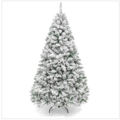 Premium Snow Flocked Artificial Pine Christmas Tree w/ Foldable Metal Base - Lot 216a