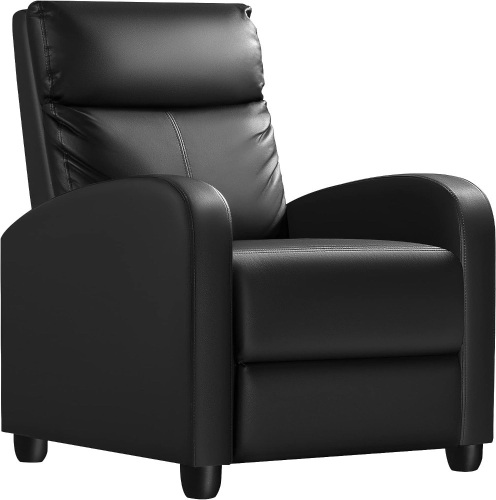 Homall Recliner Chair, Recliner Sofa PU Leather for Adults, Recliners Home Theater Seating with Lumbar Support, Reclining Sofa Chair for Living Room (Black, Leather)  - Lot 268