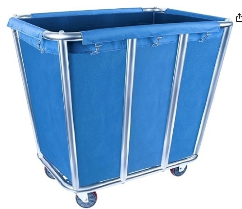 Commercial Laundry Cart with 4 in Wheels Heavy Duty Large Laundry Basket Trucks 10 Bushel (350L) Large Industrial Rolling Laundry Cart Hamper with Removable Liner Bag 260 LBS Weight Capacity - Lot 229