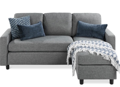 Upholstered Sectional Sofa Couch w/ Chaise Lounge, Reversible Ottoman Bench - Lot 230