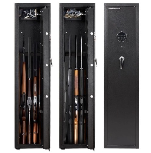 3-5 Rifle Gun Safe, Gun Safes for Home Rifle and Pistols, Quick Access Gun Safes for Rifles and Shotguns, Gun cabinets with Adjustable Pistol Rack, Lockable Box and Removable Shelf, 57"H - Lot 243