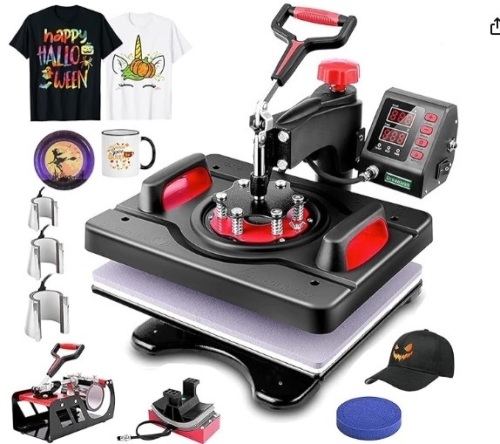 Heat Press 8 in 1, Pro Heat Transfer Machine 12"X15", Digital 360° Swing Away Tshirt Press Machine Combo, t Shirt Maker Printing Sublimation Heat Press Machine for T-Shirts Hat/Cap Mug Plate - Lot 254