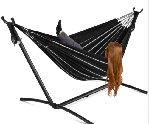 2-Person Brazilian-Style Double Hammock w/ Carrying Bag and Steel Stand - Lot 277