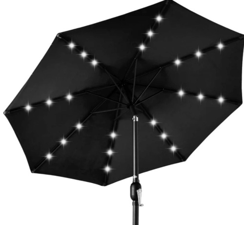 Solar LED Lighted Patio Umbrella w/ Tilt Adjustment, UV-Resistance - 10ft - Lot 280