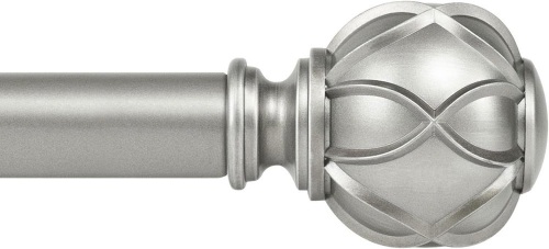 KAMANINA Curtain Rods for Windows 48 to 84 Inch, Antique Silver Heavy Duty Curtain Rod Adjustable, 7/8 Inch Single Decorative Drapery Rod 32 to 86 Inch(2.6-7.1Ft), Netted Texture End  - Lot 122