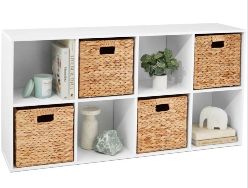 8-Cube Bookshelf, 11in Storage Display w/ Removable Panels, Customizable - Lot 315