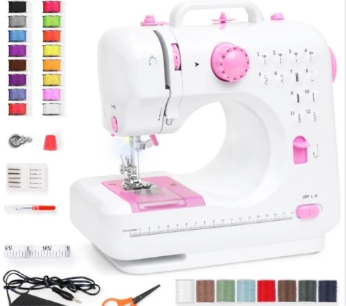 6V Portable Foot Pedal Sewing Machine w/ 12 Stitch Patterns - Lot 328