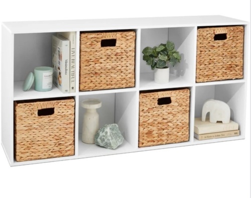 8-Cube Bookshelf, 11in Storage Display w/ Removable Panels, Customizable - Lot 338