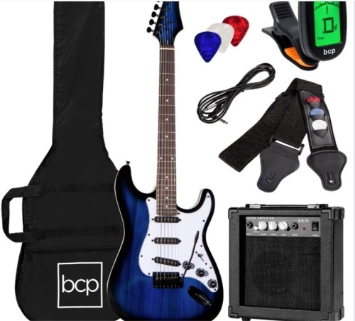Beginner Electric Guitar Kit w/ Case, 10W Amp, Tremolo Bar - 39in - Lot 339