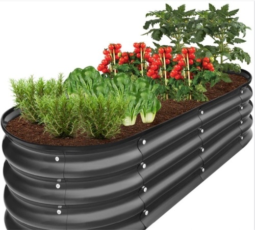 Outdoor Raised Metal Oval Garden Bed, Planter Box - 4x2x1ft - Lot 342