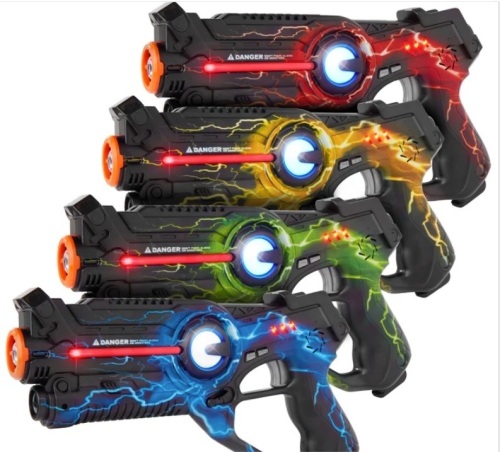 Set of 4 Infrared Laser Tag Blasters for Kids & Adults w/ 4 Settings - Lot 345