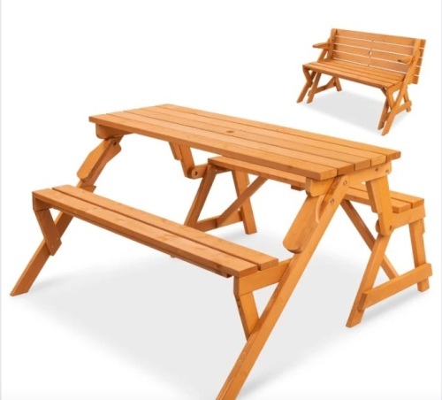 2-in-1 Outdoor Interchangeable Wooden Picnic Table/Garden Bench - Lot 196