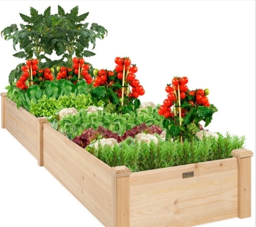 Wooden Raised Garden Bed Planter for Garden, Lawn, Yard - 8x2ft - Lot 349