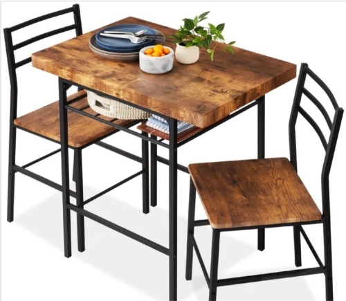 3-Piece Modern Square Dining Set w/ Storage Rack - Lot 354