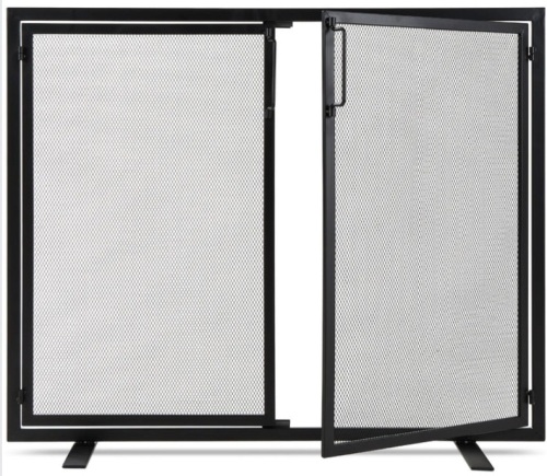 2-Door Wrought Iron Fireplace Screen w/ Magnetic Doors - 38.5x41in - Lot 355