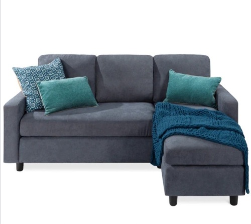 Upholstered Sectional Sofa Couch w/ Chaise Lounge, Reversible Ottoman Bench - Lot 365