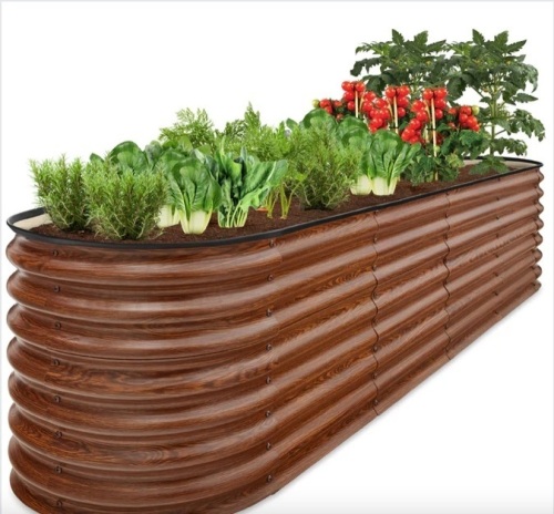 Metal Raised Garden Bed, Oval Outdoor Planter Box for Vegetables - 8x2x2ft - Lot 420