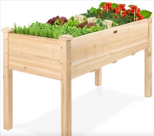 Raised Garden Bed, Elevated Wooden Planter Box w/ Foot Caps - 48x24x30in - Lot 423