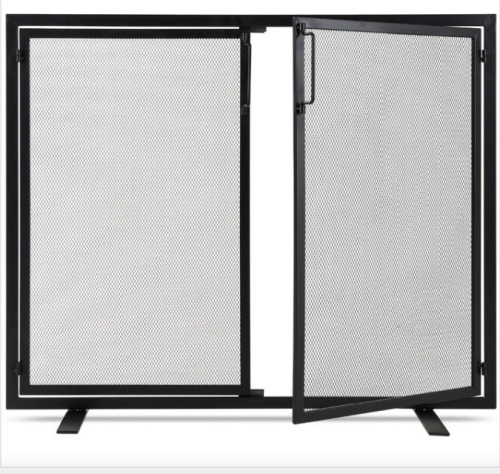2-Door Wrought Iron Fireplace Screen w/ Magnetic Doors - 38.5x41in - Lot 431