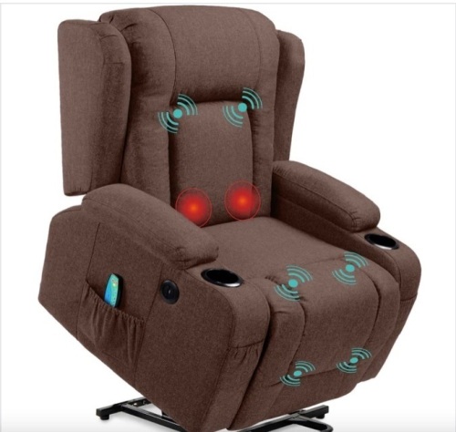 Electric Power Lift Recliner Massage Chair w/ Heat, USB Port, Cupholders - Lot 21