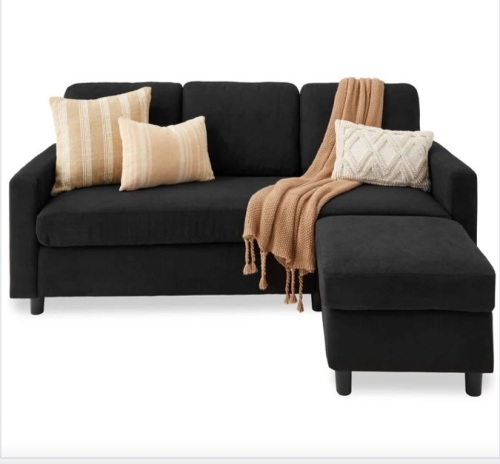 Upholstered Sectional Sofa Couch w/ Chaise Lounge, Reversible Ottoman Bench - Lot 23