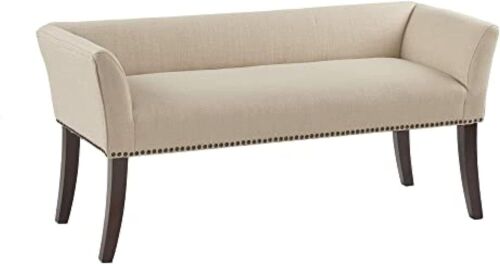 Madison Park Welburn Upholstered Tufted Entryway Accent Bench with Back, Nailhead Trim, and Padded Seat, 49.5" W x 19.25" D x 23" H, Tan  - Lot 34