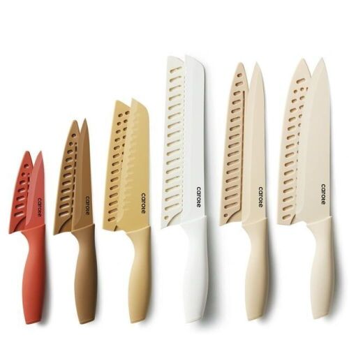 CAROTE Stainless Steel Kitchen Knife Set with Nonstick Creamic Coating & Blade Guards  - Lot 129