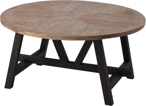 Rustic Farmhouse Coffee Table with Geometric Base - Lot 134