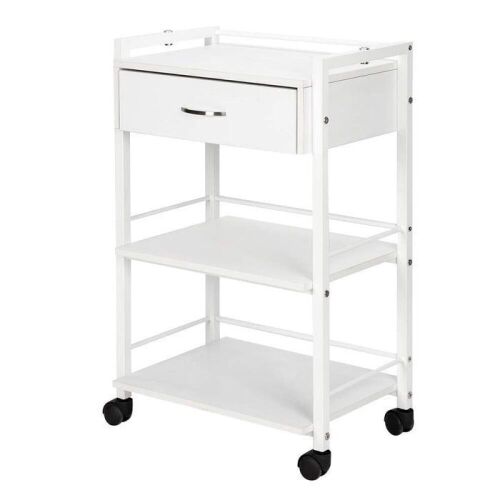 OmySalon Wooden Rolling Utility Esthetician Trolley Cart w/Wheels & Drawer - Lot 231