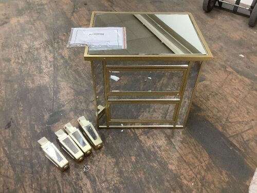 Mirrored 2 Drawer Modern Nightstand - Paint Damage, Missing One Knob  - Lot 271