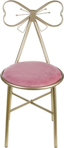  Butterfly Backrest Wrought Iron Velvet Makeup Stool - Lot 341