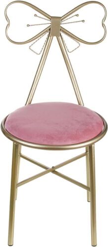 Butterfly Backrest Wrought Iron Velvet Makeup Stool - Lot 698