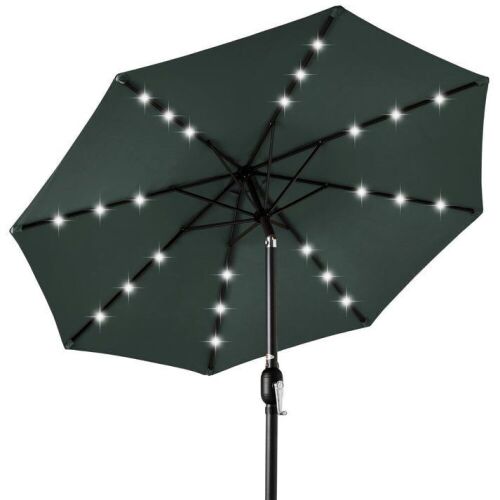 Solar LED Lighted Patio Umbrella w/ Tilt Adjustment, UV-Resistance - 10ft - Lot 556