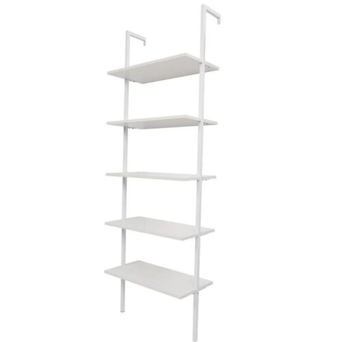 5-Shelf Wood Ladder Bookcase with Metal Frame - Lot 390