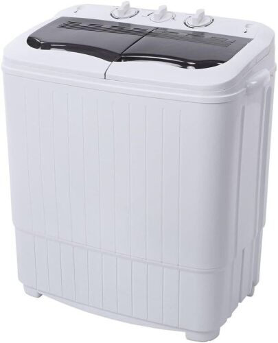 15LBS Compact Mini Washer Machine & Dryer Combo, Built-in Gravity Drain, Small Twin Tub Washer with Spin Cycle  - Lot 430