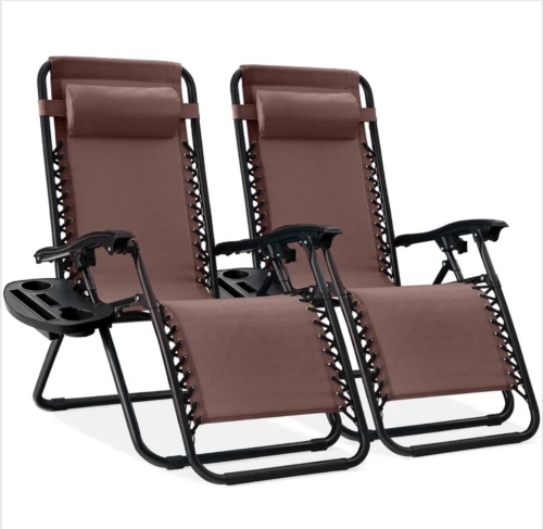 Set of 2 Adjustable Zero Gravity Patio Chair Recliners w/ Cup Holders - Lot 406
